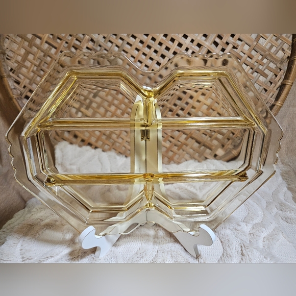 Rare Topaz Yellow Fostoria Mayfair 5-Part Smooth Glass Oblong Relish Dish Tray - Picture 7 of 16